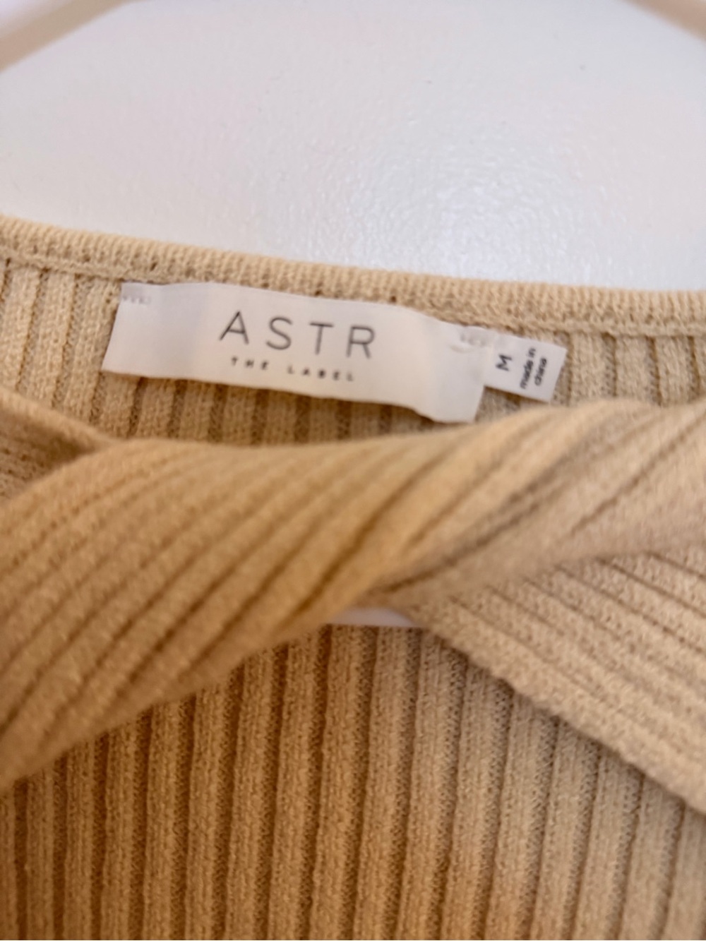Astr Off-Shoulder Cream Ribbed Cutout Sweater - Picture 2 of 3